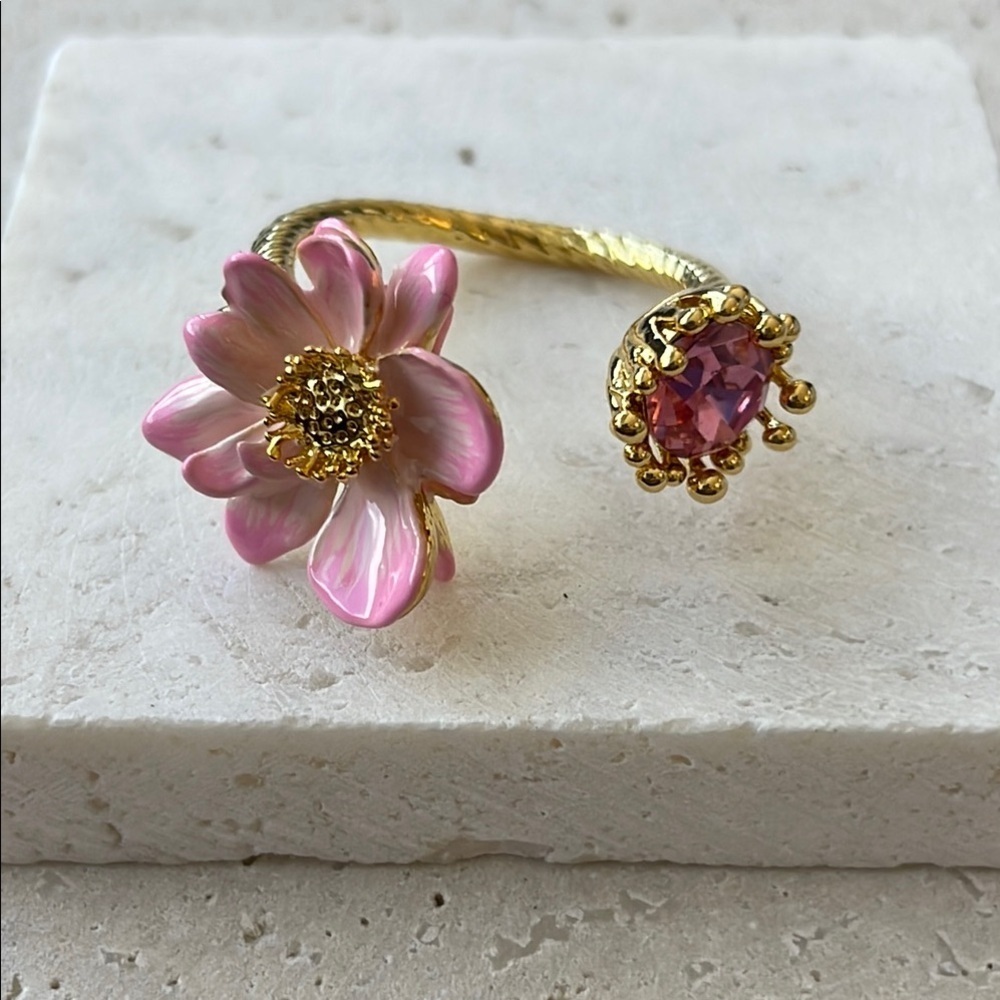 Pink and Gold Floral Women's Bracelet